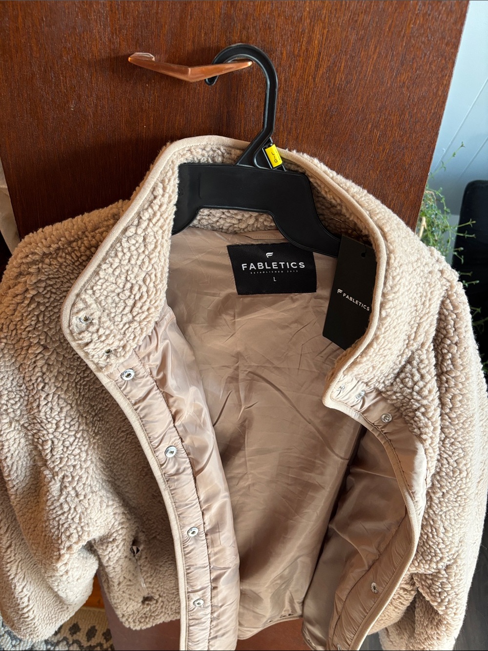 Fabletics Women's Beige Sherpa Teddy Jacket